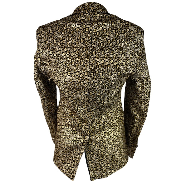 NWT Black w/ Metallic Gold Flower Fitted Blazer - Picture 3 of 11